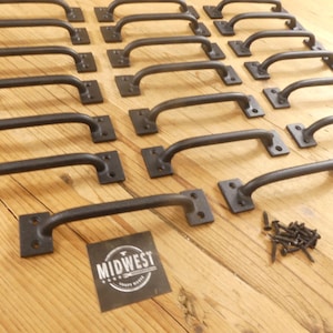 20 Cast Iron Handles, Matte Black Color, Drawer Pulls, 6" Long, Cabinet Hardware, Window - By Midwest Craft House