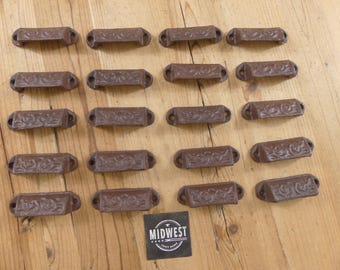 20 Ornate Cast Iron Drawer Pulls: Rustic Brown Bin Handles