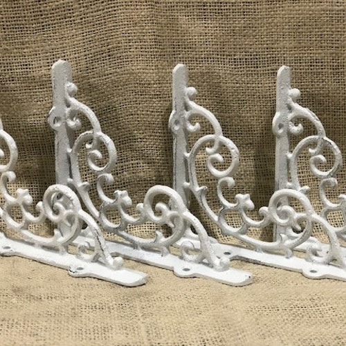 8 White Cast Iron Shelf Brackets Corbels Braces Bracket Etsy