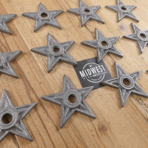 Set Of 12 Cast Iron Stars Washers, Ranch, 3" Primitive, Raw Cast Iron, Craft, Decor, Flag, Star - By Midwest Craft House