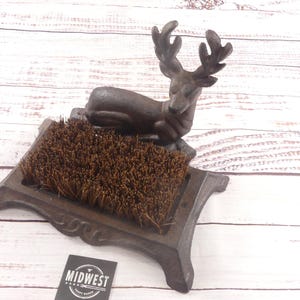 Cast Iron Boot Shoe Scraper, Cleaner, Brush, Deer, Hunter, Mud Room, Farmhouse - By Midwest Craft House