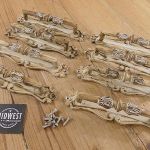 8 Handles, Cabinet Pulls, Door Handle, Cream Shade, Large, Hardware, Vintage Looking, Bone Color, 7 1/2", Large - By Midwest Craft House