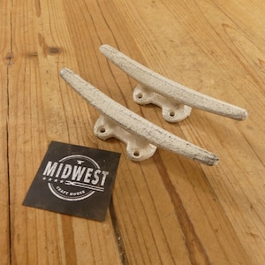 2 Cleat Hooks, Coat Hooks, Nautical Decor, Coat Rack, Hat Rack, Hall Tree, Wall Mounted, Distressed White, 5" Long - By Midwest Craft House