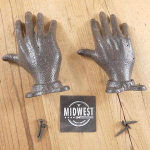2 Cast Iron Hands, Door Handles, Drawer Pulls, Handles, Large, Rustic Brown, Farmhouse, Coat Hooks, Door Knob - By Midwest Craft House