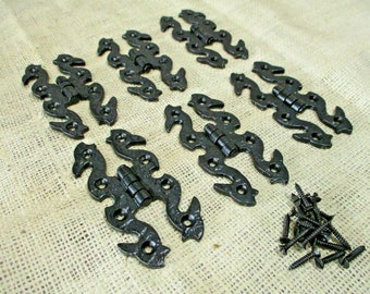 6 Butterfly Hinges, Cabinet Hinges, Chest, Gate, Screen Door, 4", Black, Cabinet Making Hinge