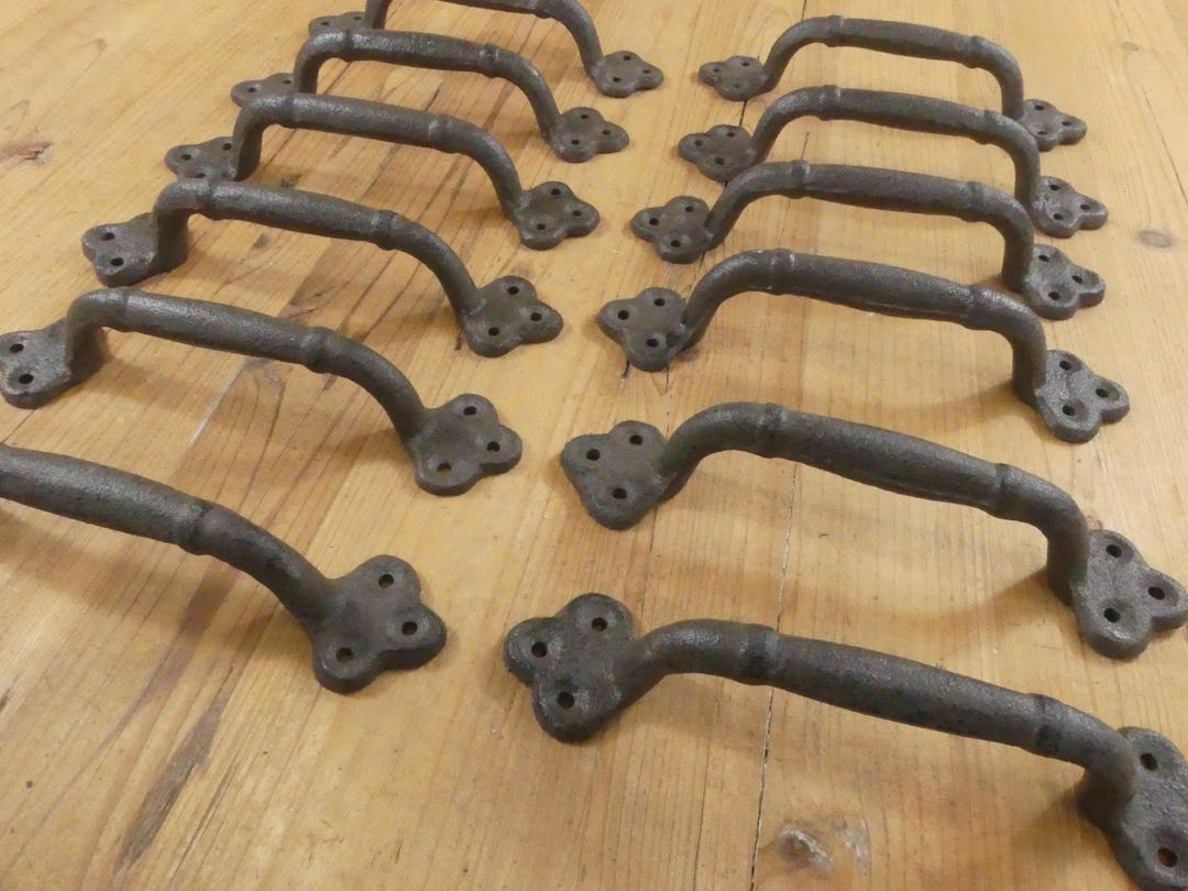 12 Large Cast Iron Antique Style RUSTIC Barn Handles Gate Pull Shed ...