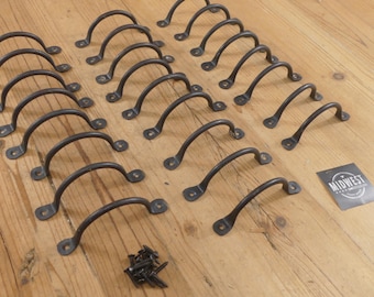 25 FORGED IRON Drawer Bin Pulls 4 1/4" Total Length Cabinet Handles Kitchen Bath - By Midwest Craft House