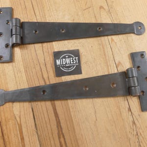 2 PRIMITIVE Door Hinges, Hinge, Cabinet, Iron, 12" Doors, Decorative, Forged - By Midwest Craft House