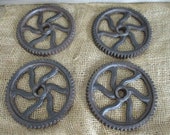 4 Rustic Cast Iron Gears Sprockets 6 quot Pulley Steampunk Industrial Restoration Wheels