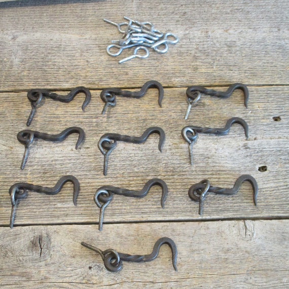 10 HOOK AND EYE Latches For Doors Windows Locks Twisted Hand Forged Latch