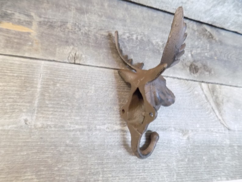 4 Rustic Elk Moose Deer Head Hooks Cast Iron Coat Hook Rack Etsy