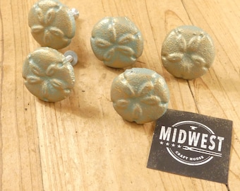5 Sand Dollar Shell Pulls With Attaching Screws Handles Cabinet Drawer Nautical Ocean Sea Cabin Bath Bathroom - By Midwest Craft House