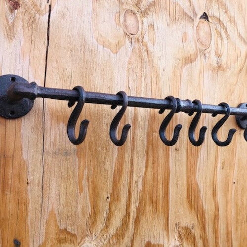 CAST IRON COAT Rack 6 Hooks S Hooks Adjustable Farmhouse Etsy