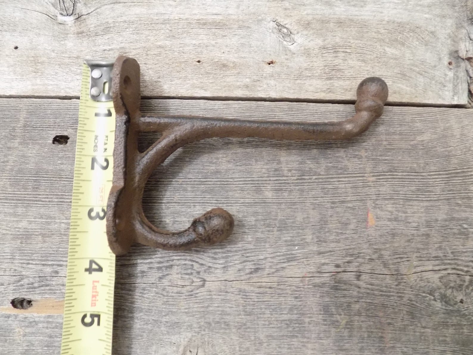 5 Large Rustic Double Hooks Cast Iron Silver 5 1/2 Etsy