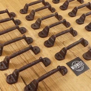 20 Cast Iron Handles, Door Pulls, 5 3/8&quot; Long, Handles, Supply, Cabinet Pulls, Gate Handle, Drawer Pulls, W/ Screws - By Midwest Craft House