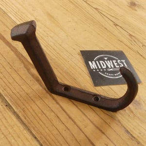 10 Railroad Spike Wall Hooks, Cast Iron Railroad Spike Coat Hooks, Railway Spike Wall Hooks, Rustic Railroad Hooks - By Midwest Craft House image 9