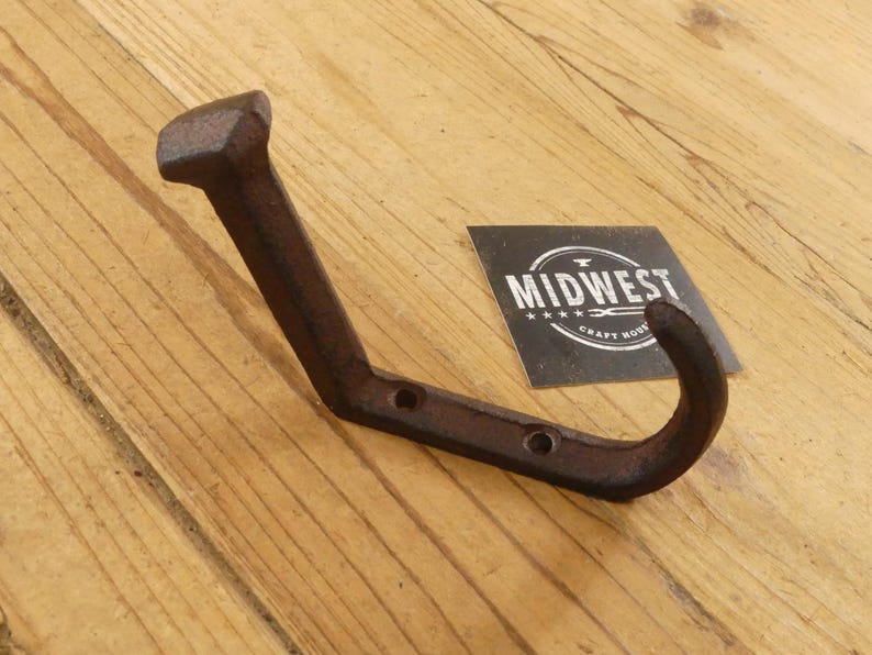 10 Railroad Spike Wall Hooks, Cast Iron Railroad Spike Coat Hooks, Railway Spike Wall Hooks, Rustic Railroad Hooks - By Midwest Craft House image 9