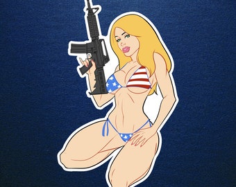 American Woman Pin Up Sticker