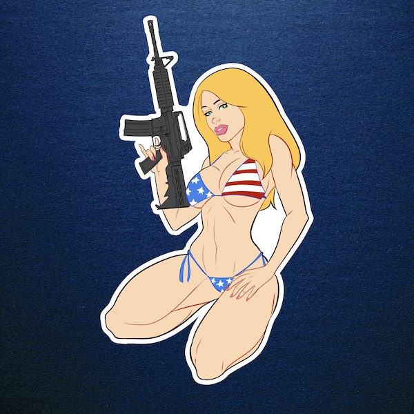 American Woman Pin Up Sticker