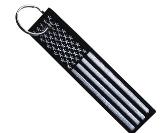 USA Flag - KeyTag/Zipper Pull (black and white)