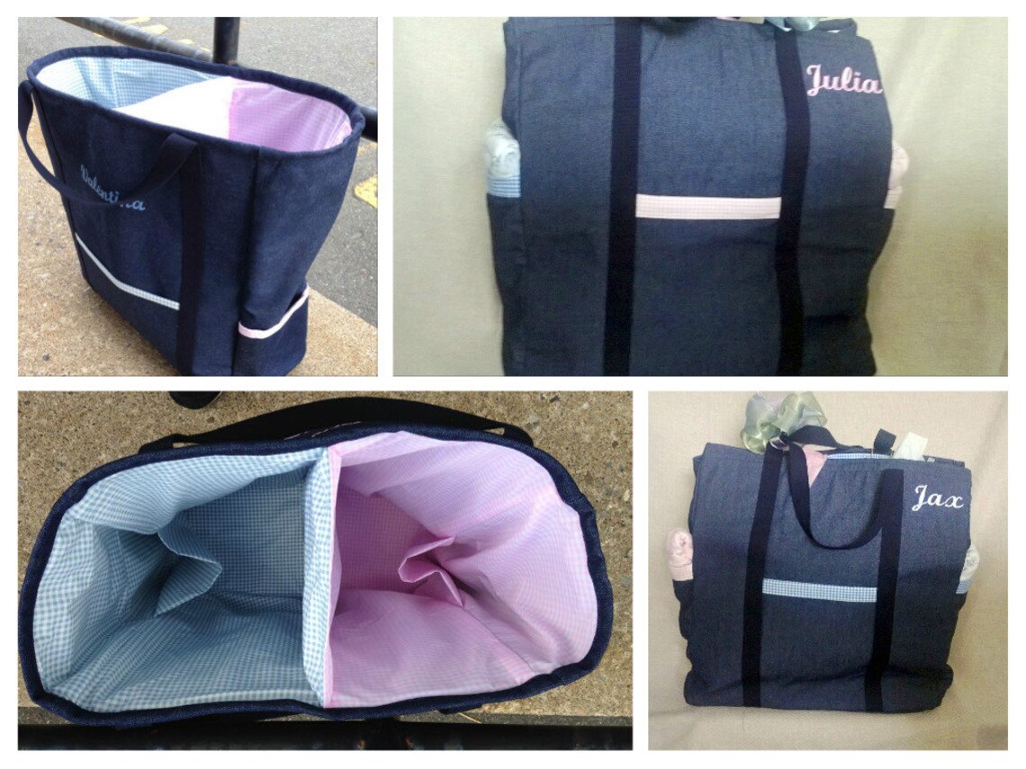 Large Twins Diaper Bag, Diaper Bag for Double Stroller, Two Sections Inside, Twin Boys Girls