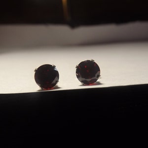 Sterling Silver Garnet Studs 6mm