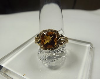 Citrine Cushion Halo Ring