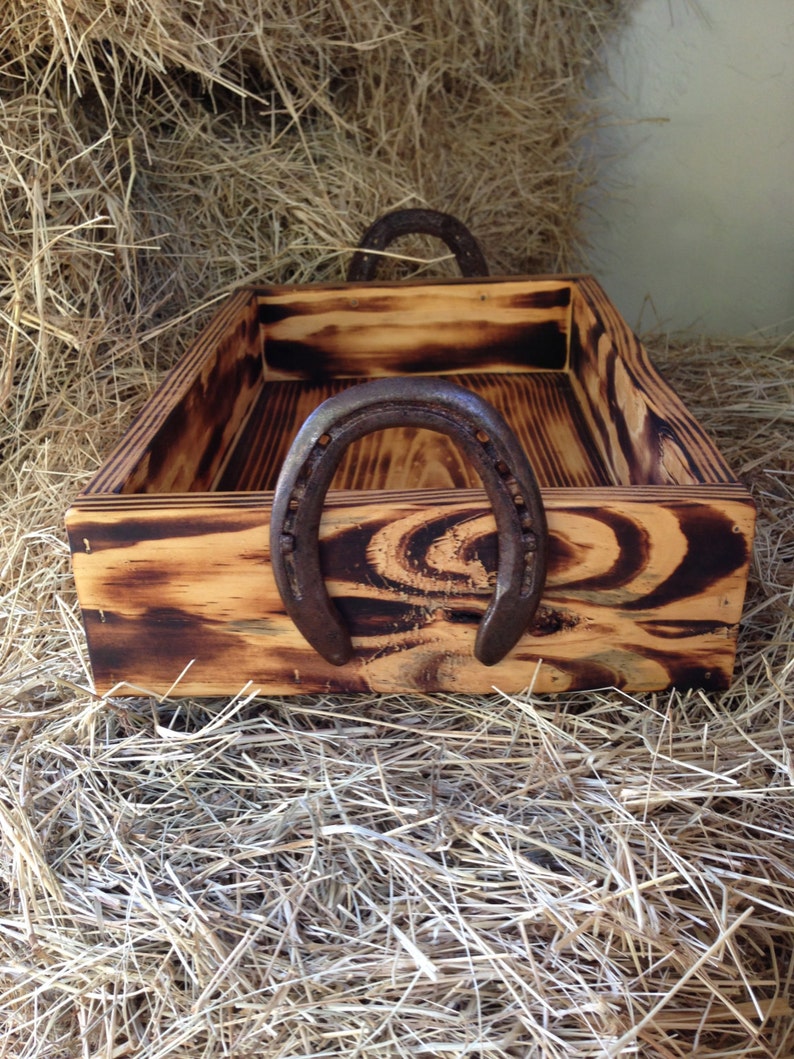 Wood Box With Horseshoe Handles Western Decor Cowboy Decor Etsy