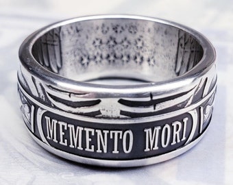 Memento Mori 999 fijn zilver 1 Ounce ronde munt ring