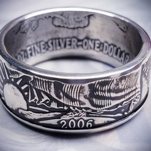 American Silver Eagle Coin Ring 1986-2024 99.9% pure silver image 1
