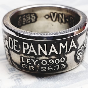 1947 Panama Balboa Silver Coin Ring
