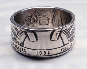 1984 JEUX Olympiques de Los Angeles Silver Dollar Coin Ring