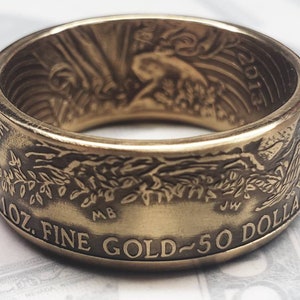 One Ounce American Gold Eagle Coin Ring 22k gold wearable bullion