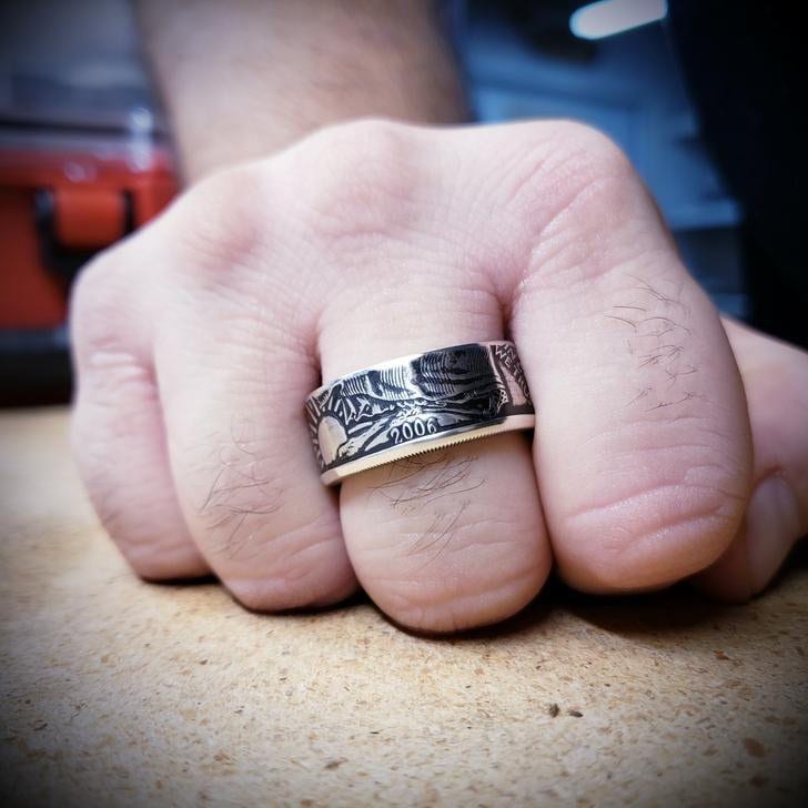 American Silver Eagle Coin Ring (1986-2024) 99.9% Pure Silver - Etsy