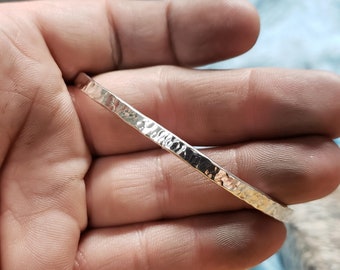 Hammered finish sterling silver cuff bracelet