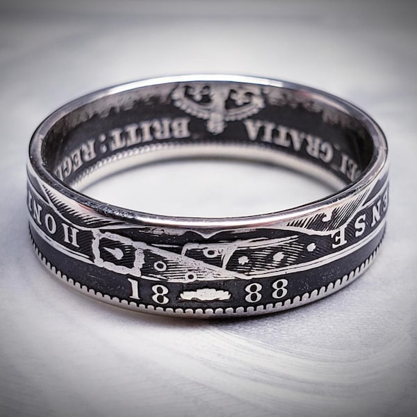 Victoria Sterling Silver British Shilling Coin Ring