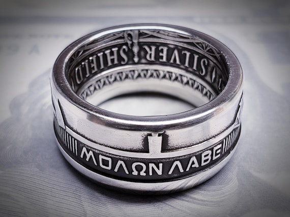 Ag 47 Come And Take Them Molon Labe Fine Silver Coin Ring Etsy