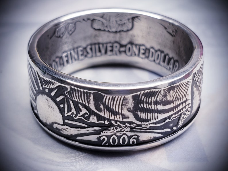 American Silver Eagle Coin Ring 1986-2024 99.9% pure silver image 1