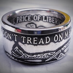 Don't Tread On Me 999 Fine Silver Coin Ring