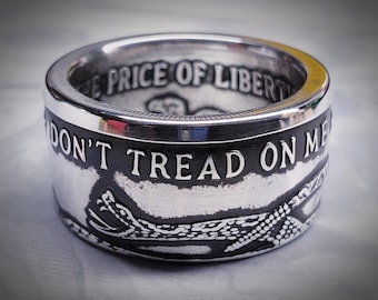 Don't Tread On Me 999 Fine Silver Coin Ring