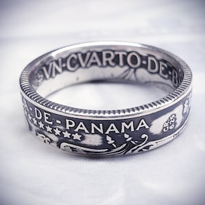 Panama Silver Quarter Balboa Coin Ring