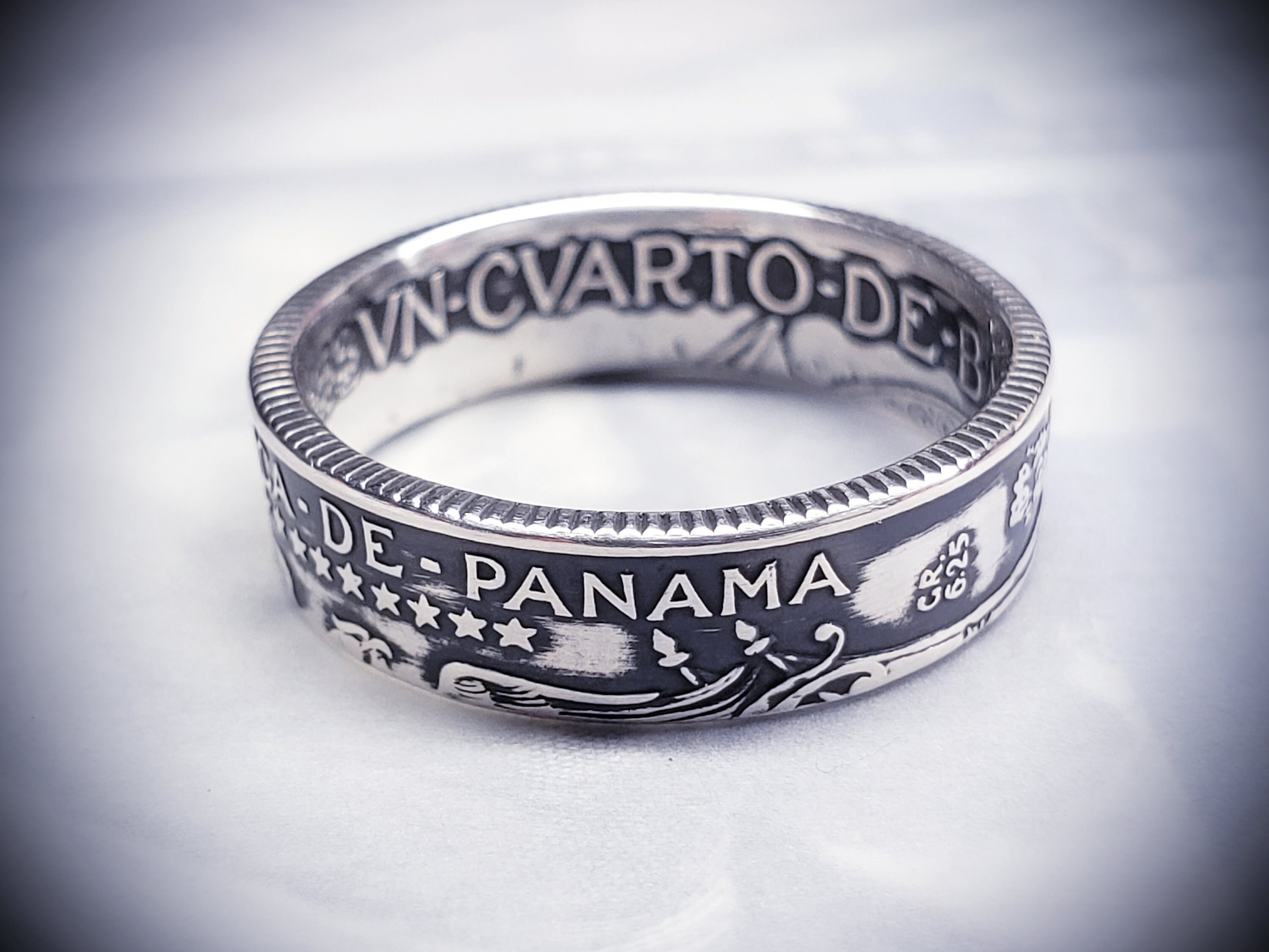 Panama Silver Quarter Balboa Coin Ring
