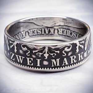 Silver German Zwei Mark (2 Mark) Coin Ring