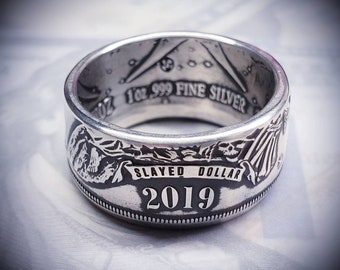 Slayed Dollar 999 feine Silber Zombucks Münze Ring