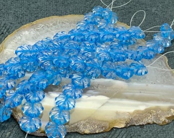 Crystal Transparent Aqua Wash Maple Leaves Czech Glass Beads Blue Wash Crystal Leaf Czech Beads 13x11mm (2/10/20 beads) 298V9