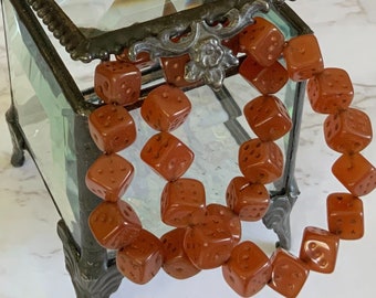 Czech Bead Dice Carnelian Opaque Bronze Wash Czech Glass Beads Carnelian Dice Czech Beads 8mm (2/10 beads) 234V16