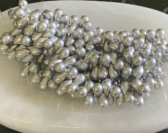 Czech Beads Silver Drops Czech Glass Beads Silver Teardrops 9x6mm (1 strand/48 beads) 241V9