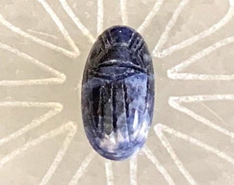 Sodalite Gemstone Cabochon Hand Carved Egyptian Revival Scarabs Blue Gemstone Beetles 18x9mm (1 piece) 16V15