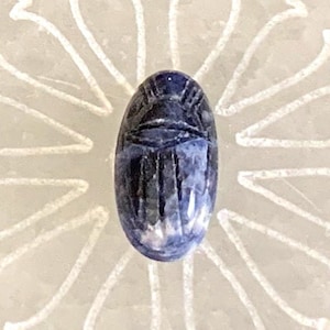 Sodalite Gemstone Cabochon Hand Carved Egyptian Revival Scarabs Blue Gemstone Beetles 18x9mm 1 piece 16V15 image 1