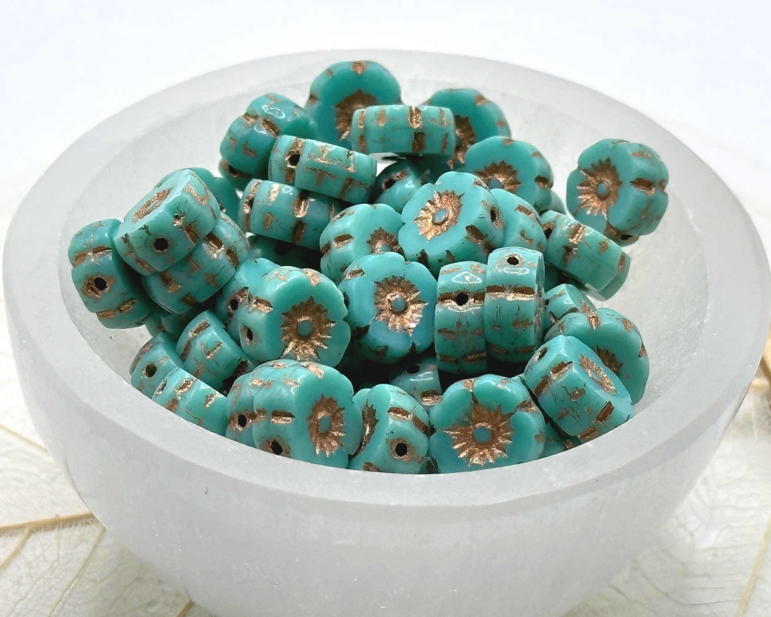  Vuslo Round Flat Blue Clay Beads Multicolor Flower